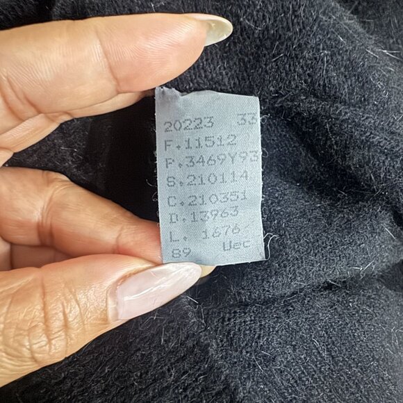 Vintage Womens Black Wool Rib Cuffs & Hem Crew Neck Long Sleeve Sweater Size M - Picture 8 of 8